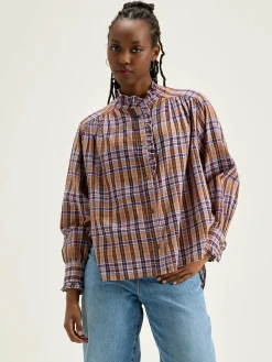 Bellerose Claudia Geruite Blouse Copper / Light rose New