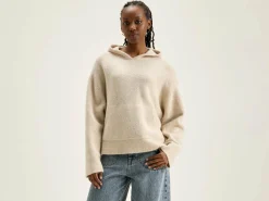 Bellerose Dera Gebreide Hoodie Cream Discount