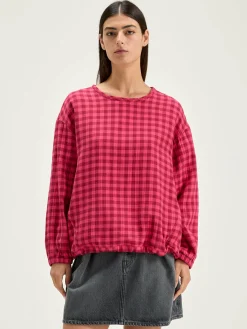 Bellerose Padoue Geruite Blouse Fushia Clearance