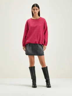 Bellerose Padoue Geruite Blouse Fushia Clearance