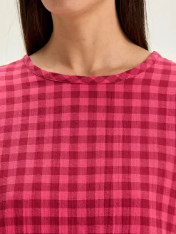 Bellerose Padoue Geruite Blouse Fushia Clearance