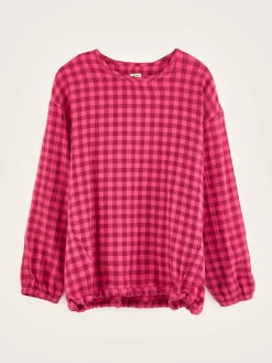 Bellerose Padoue Geruite Blouse Fushia Clearance