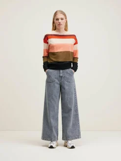 Bellerose Senia Relaxed Linnen T-shirt Black beauty / Light rose / Military