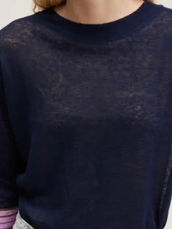 Bellerose Senia Relaxed Linnen T-shirt Bonbon / Naval