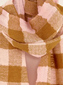 Bellerose Sidiki Geruite Sjaal Caramel / Light rose New