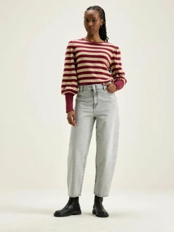 Bellerose Vidoum Pofmouwen T-shirt Antique white / Grenat Discount